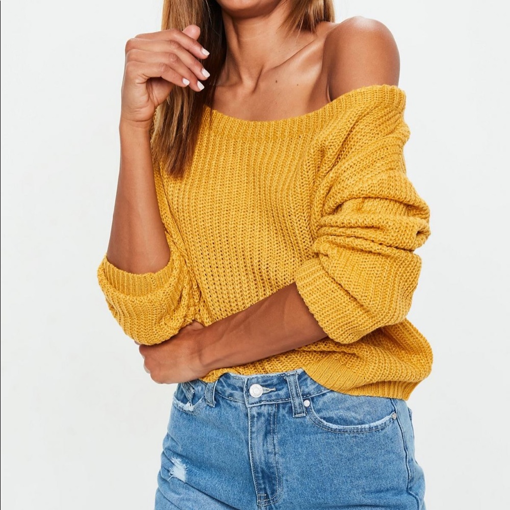 Mustard Off The Shoulder Sweater